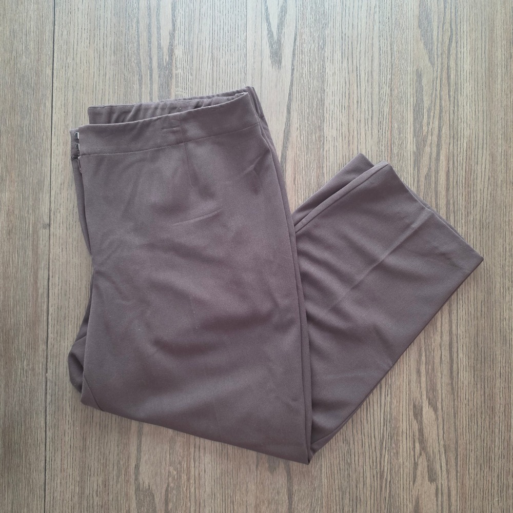 Talbots Heritage Woman Brown Pull On Cropped Pants Size 22W Stretch Straight Leg